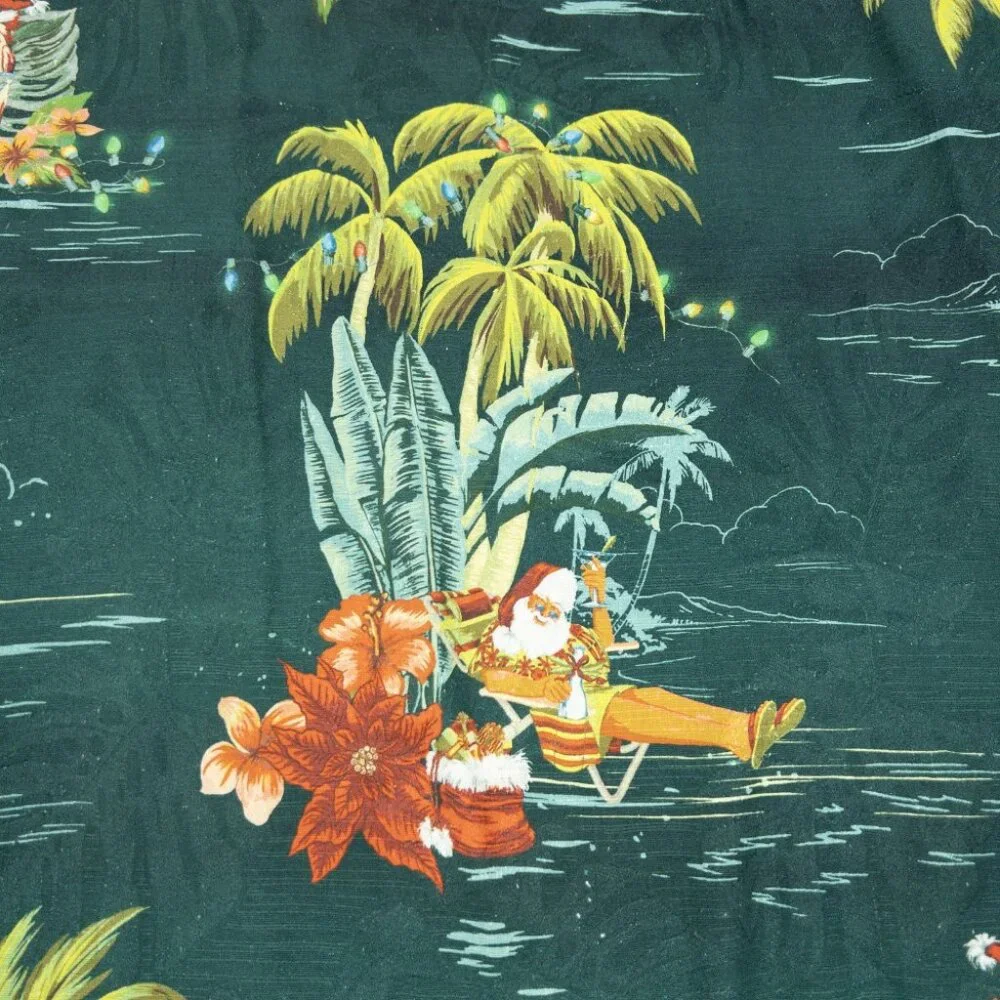 Tommy Bahama Santa Christmas Shirt Men's 3XL Silk Hawaiian Green Aloha Holidays - Picture 11 of 16